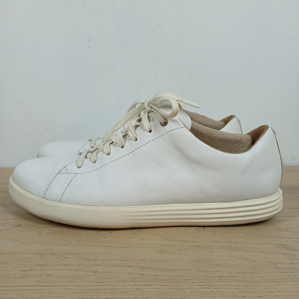 Cole Haan Sneakers Mens 11M White Leather Lace Up Minimalist Clean Aesthetic